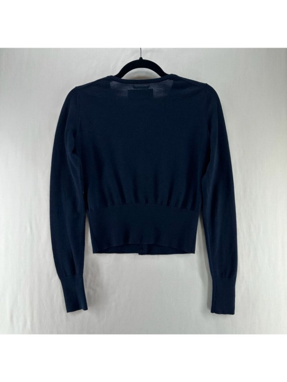 C. Wonder Merino Wool Cardigan Sweater Womens 2XS Button Up V-Neck Cropped Blue - Picture 2 of 8